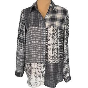 L'AGENCE 100% Silk Snap Button Up Long Sleeve Blouse Lightweight Top‎ Size 4